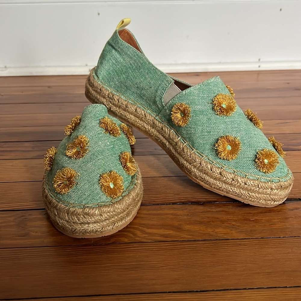 Silvia Cobos Womens SC SOIL MOCASINES Leather Flat Espadrilles Light Green - 10 - Picture 2 of 11